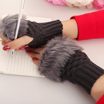 Women Winter Fingerless Knitted Gloves