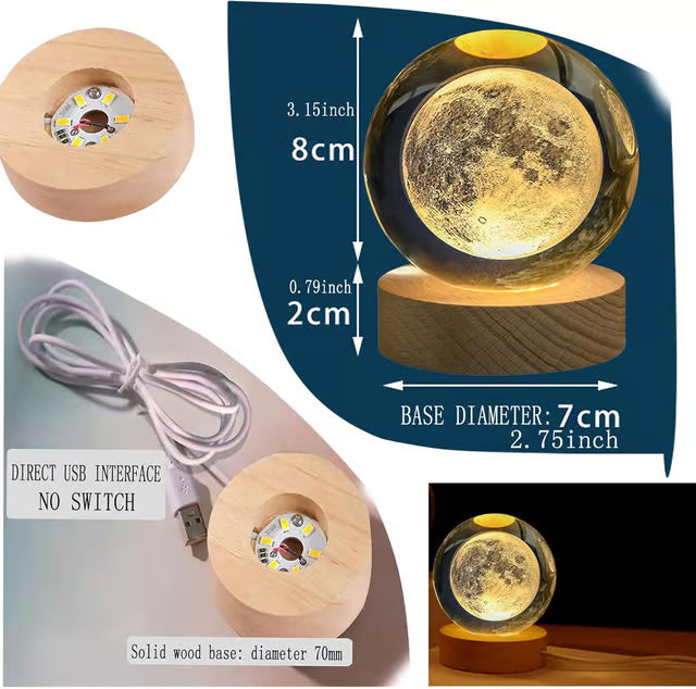 3D Moon Lamp Crystal Ball Night Light