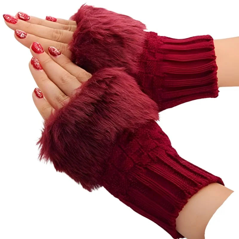 Women Winter Fingerless Knitted Gloves